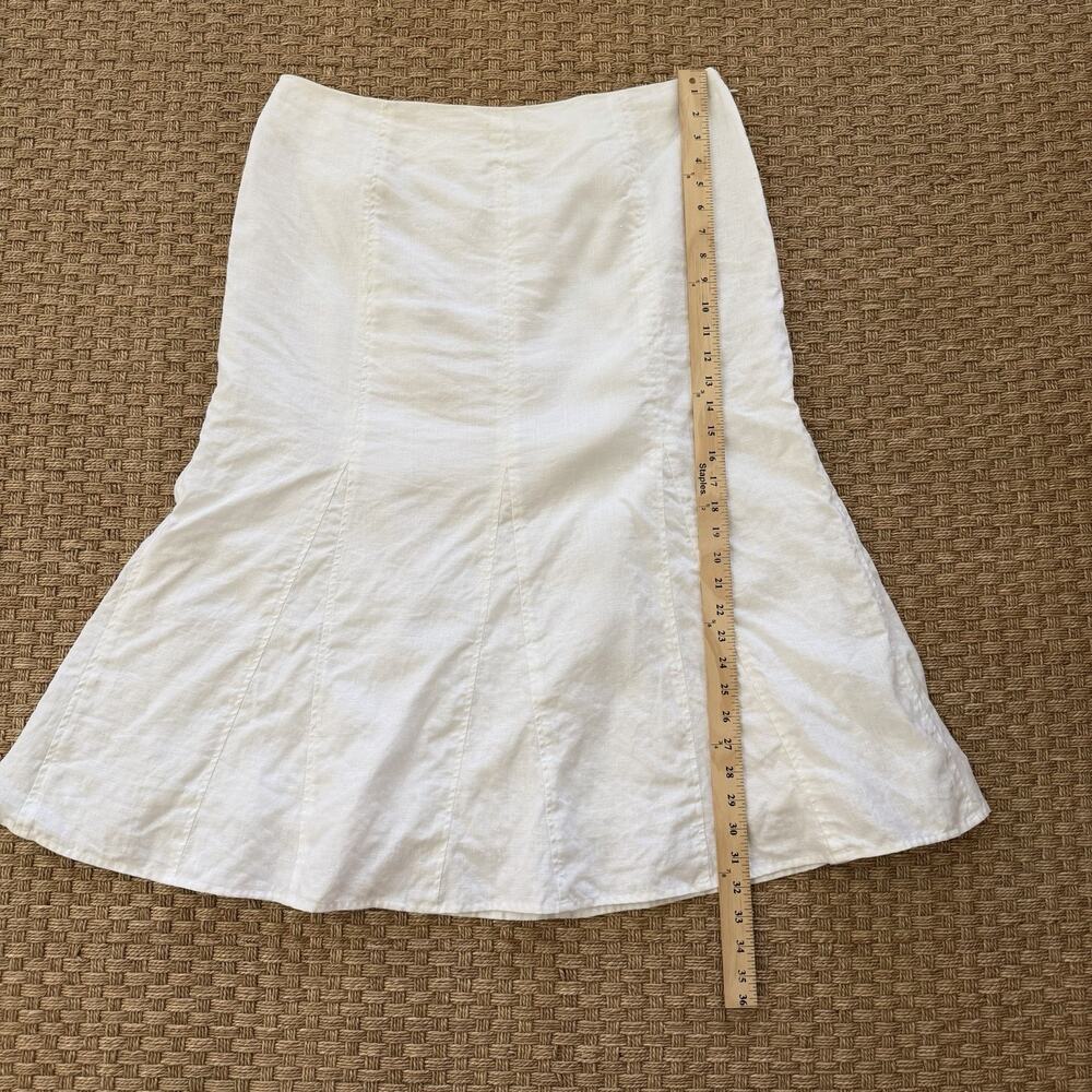Vintage Kim Roger’s 100% Linen White Pleated Midi Skirt Women's Size 16 - Picture 8 of 9